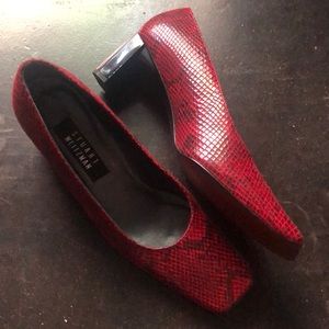Stuart Weitzman Cranberry Snakeskin Chunk heel